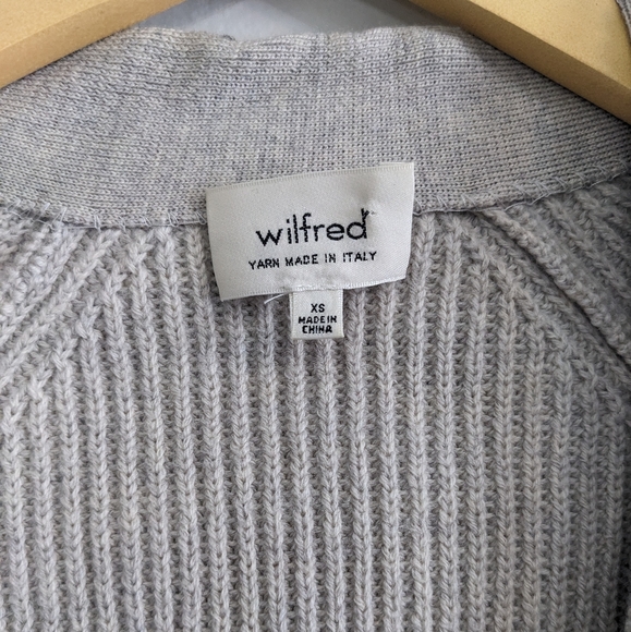 Wilfred Vartan 100% Wool Long Open Front Cardigan XS Light Grey - Picture 9 of 13